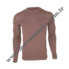 T-shirt Micro Kahverengi Uzunkol