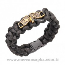 Paracord Bileklik Göktürk Kurt - Türk Bayrağı