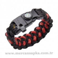 Paracord Bileklik Siyah - Kırmızı