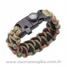 Paracord Bileklik Yeşil - Siyah