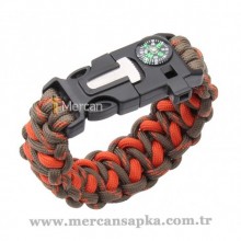Paracord Bileklik Haki - Turuncu