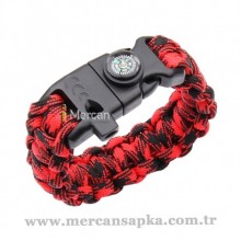 Paracord Bileklik Kırmızı - Siyah Kamuflaj