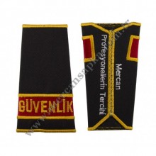 Güvenlik Siyah - Kırmızı Aplikeli Apolet