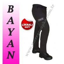 PANTOLON SİYAH TACTICAL POLİS LİKRALI (BAYAN) (SOFT - 3D SILVER BLACK POLİS YAZILI)