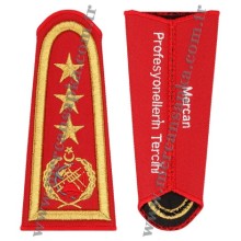 İTFAİYE ŞUBE MÜDÜR APOLETİ KIRMIZI (ARMALI - 3 YILDIZ- SİM İP)