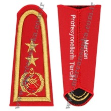 İTFAİYE BİRİM AMİR APOLETİ KIRMIZI (ARMALI - 2 YILDIZ- SİM İP)