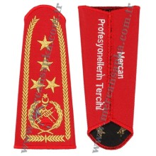 İTFAİYE DAİRE BAŞKANI APOLETİ KIRMIZI (ARMALI - 4 YILDIZ- SİM İP)