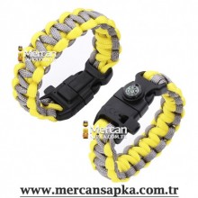 Paracord Bileklik Gri -  Sarı