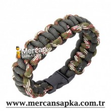 Paracord Bileklik Haki - Yeşil Beyaz Kırmızı Kamuflaj