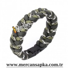 Paracord Bileklik Yeşil Beyaz Kamuflaj - Haki