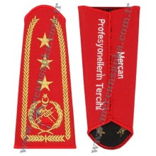 İTFAİYE MÜDÜR APOLETİ KIRMIZI (ARMALI - 3 YILDIZ- SİM İP)