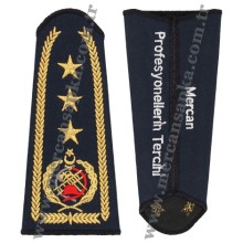 İTFAİYE MÜDÜR APOLETİ LACİVERT (ARMALI - 3 YILDIZ- SİM İP)