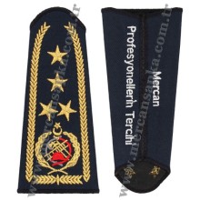 İTFAİYE DAİRE BAŞKANI APOLETİ LACİVERT (ARMALI - 4 YILDIZ- SİM İP)