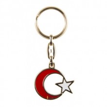 Anahtarlık Ay Yıldız Gold Kırmızı Beyaz
