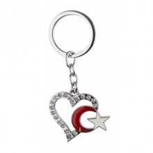 Anahtarlık Ay Yıldız Kalp Taşlı